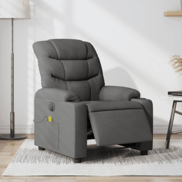 Elektrisk massagefåtölj mörkgrå tyg