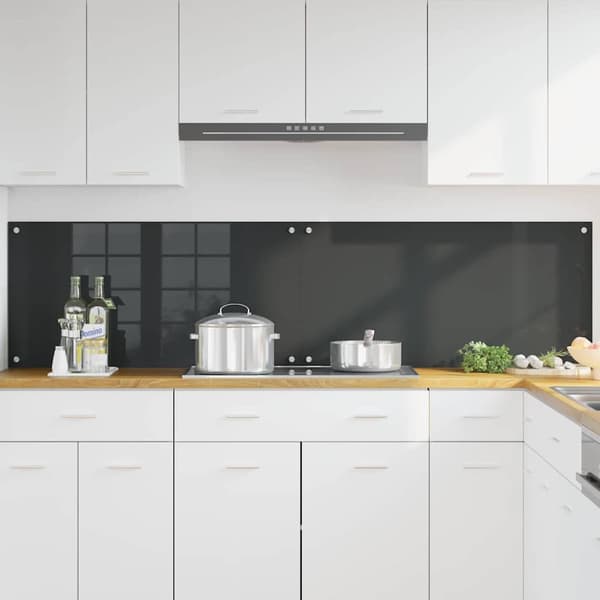 Köksskydd 2 pcs Mörkgrå 100 x 50 cm härdat glas