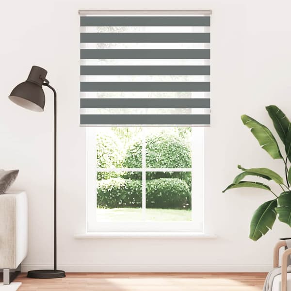Rullgardin zebra mörkgrå 125x200 cm tyg bredd 120,9cm polyester