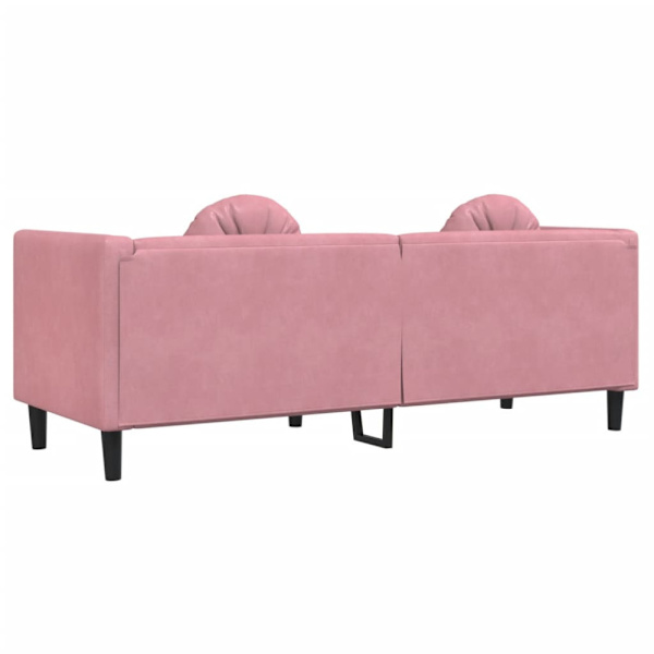 Soffa med kuddar 3-sits rosa sammet