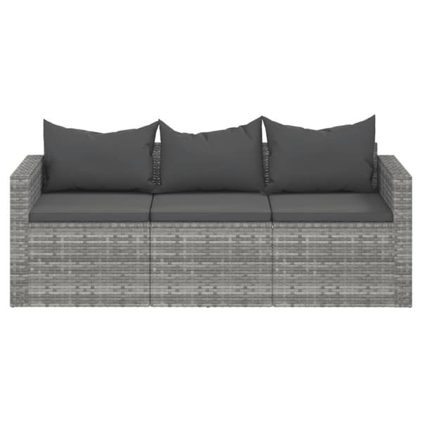 Loungesoffa 3-sits med dynor grå konstrotting