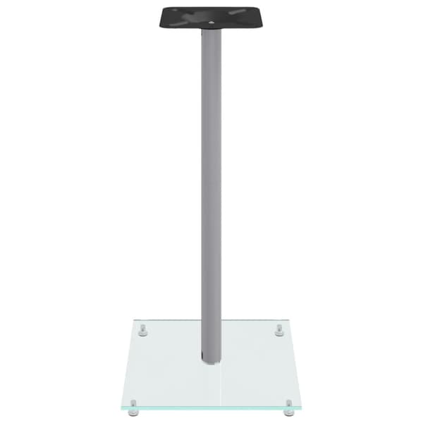 Högtalarstativ 2 st härdat glas 1-pelardesign silver