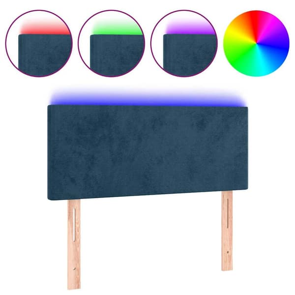 Sänggavel LED mörkblå 80x5x78/88 cm sammet
