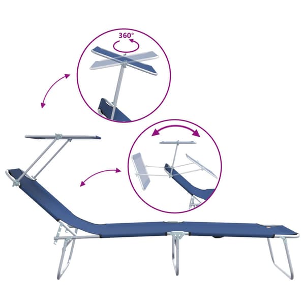Solstol 2 pcs Blå 58 x 188 x 77cm Polyester