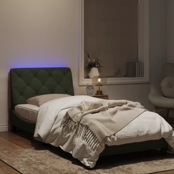 Bed Frame with LED without Mattress Light Grey 80x200 cm Velvet