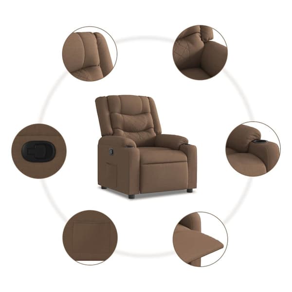 Reclinerfåtölj brun tyg
