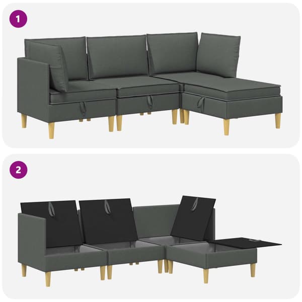 Möbelset för vardagsrummet med kudde 4 pcs Mörkgrå Tyg