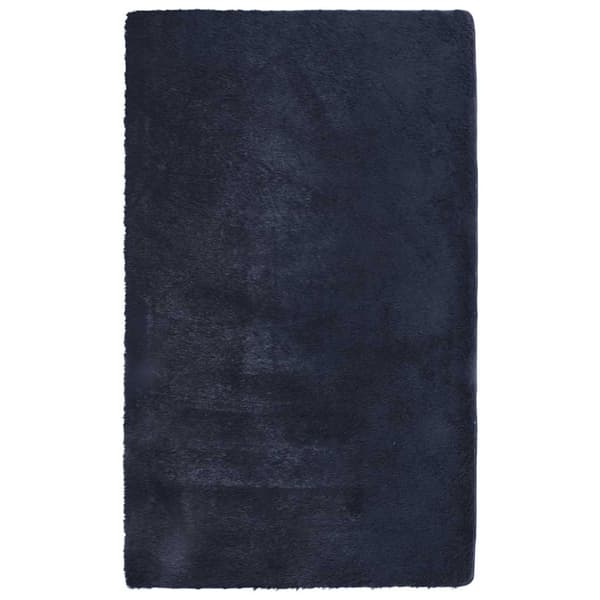 Ryamatta med lång lugg NAVARRA marinblå 80x150 cm polyester