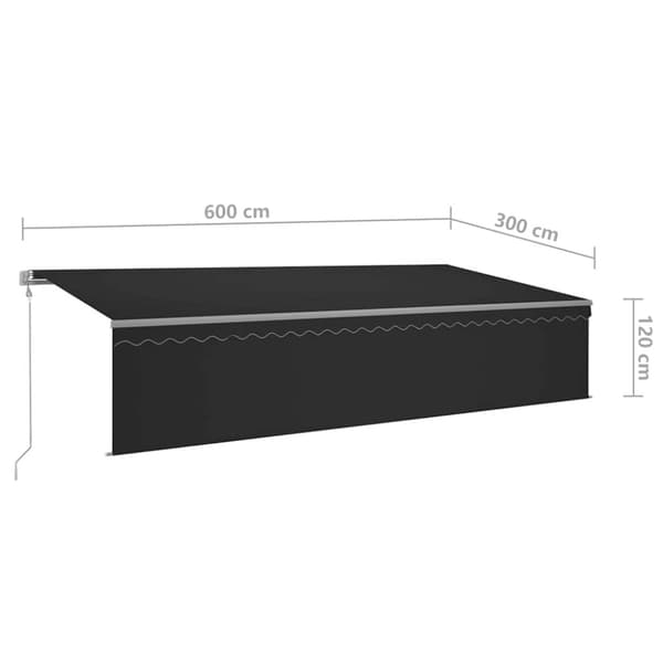 Automatisk markis med rullgardin vindsensor LED 6x3 m antracit
