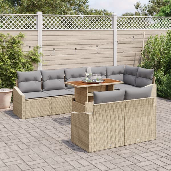 Trädgårdsoffset med lagring 9 pcs Beige Poly rattan