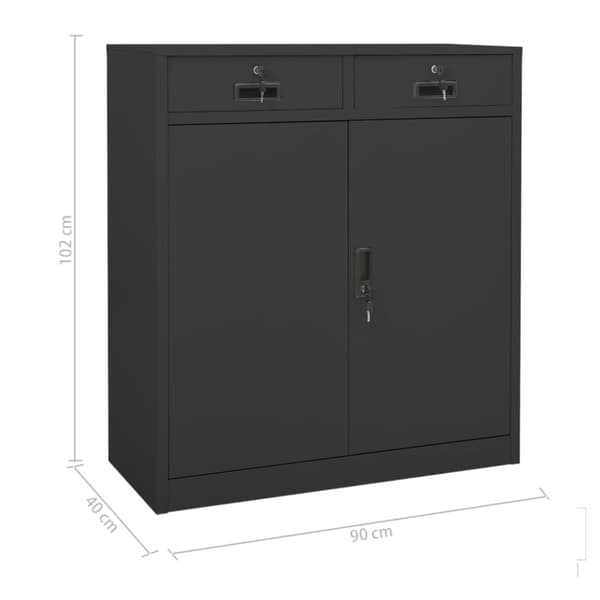 Dokumentskåp antracit 90x40x102 cm stål