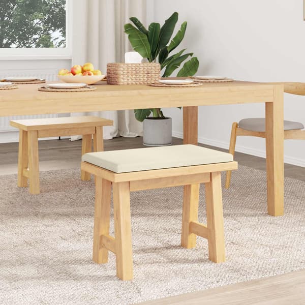 Bänk kudde Texturerad Sammet Gräddvit Djup 35 cm