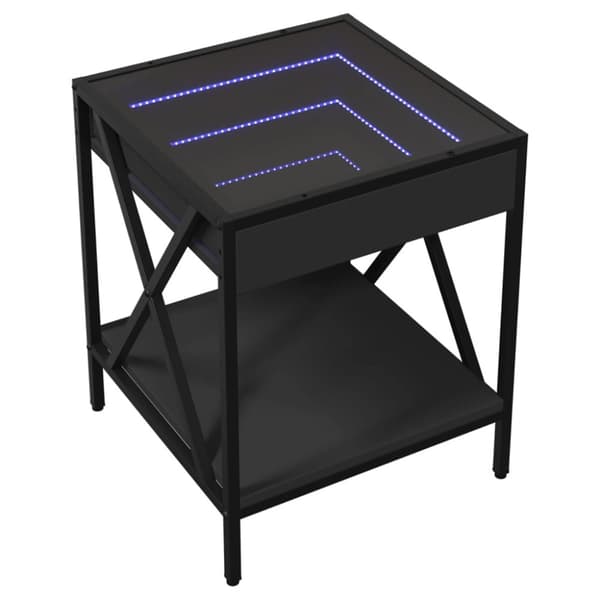 Sängbord med Infinity LEDs svart 40x40x49 cm