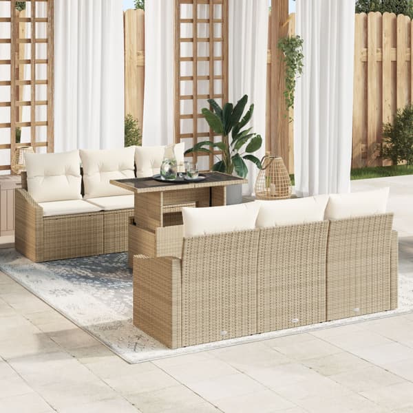 Trädgårdsoffset 7 st Beige konstrotting