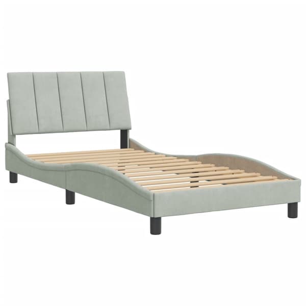 Bed Frame without Mattress "Hanko" Light Grey 100x200 cm Velvet