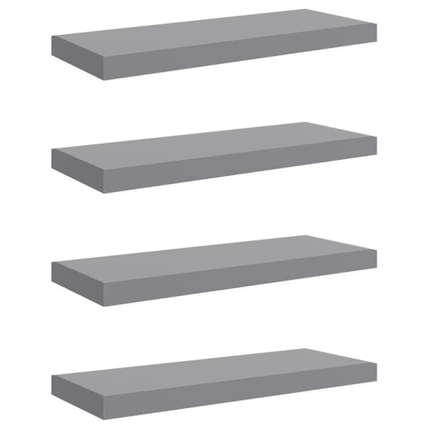 Svävande vägghyllor 4 st grå 60x23,5x3,8 cm MDF