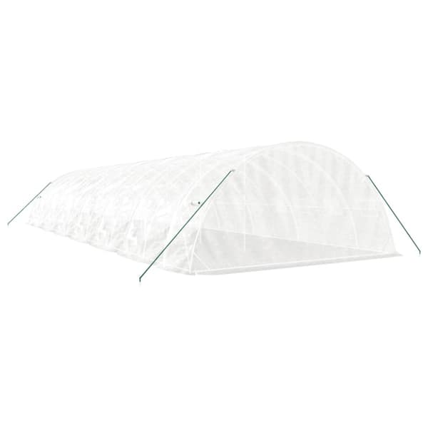 Växthus med stålram vit 70 m² 14x5x2,3 m