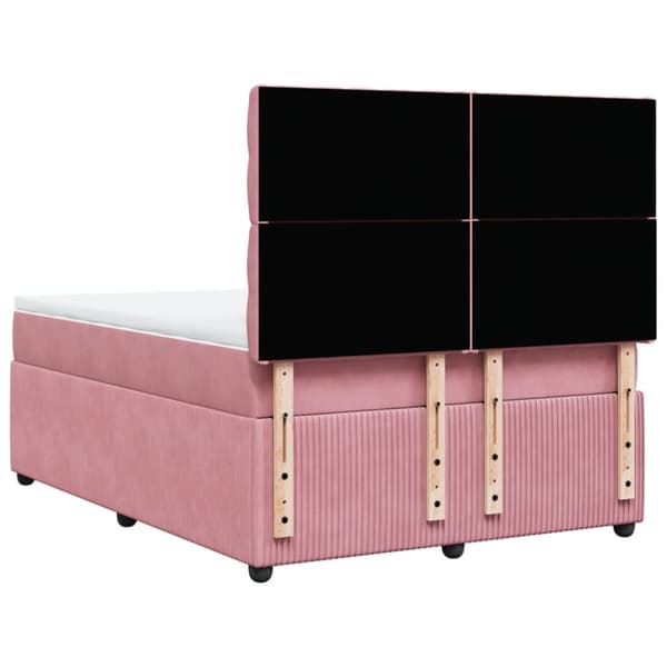 Ramsäng med madrass rosa 140x200 cm sammet