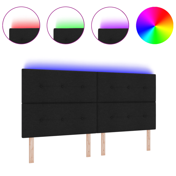 LED huvuddyna med LED-ljusslingor Svart 200 cm tyg