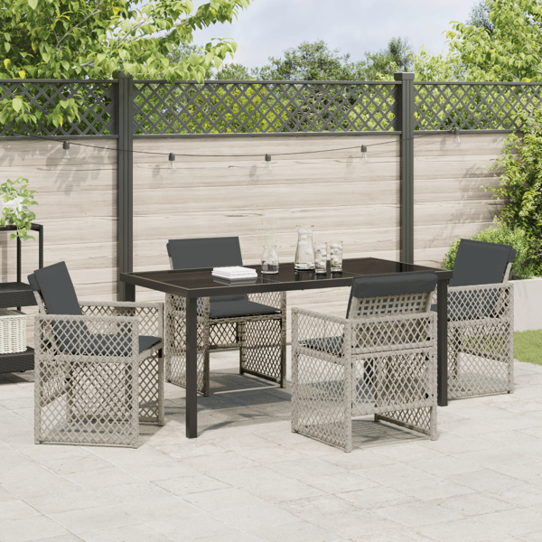 Trädgårdsmöbelset 5 pcs Ljusgrå konstrotting