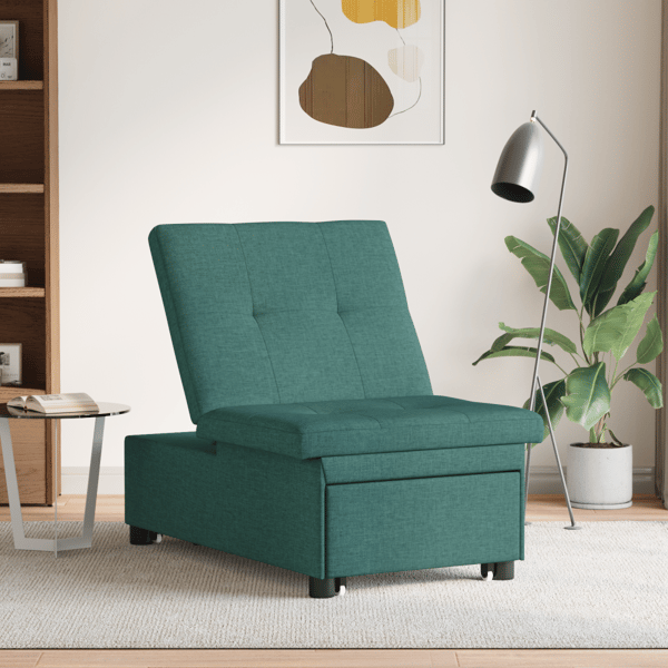 Pull Out Sofa Bed Mörkgrön 194 x 50 x 82 cm tyg