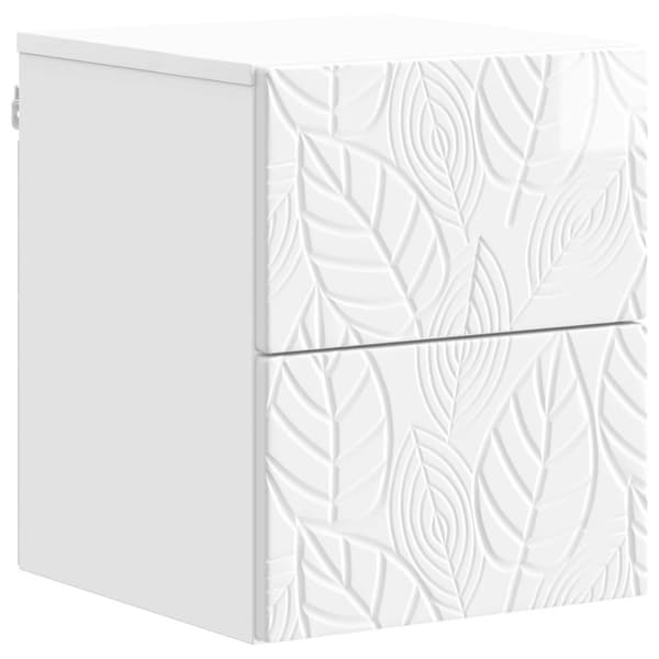Väggmonterat Sängbord 2 pcs Vit högglans 34,5 x 33 x 40 cm