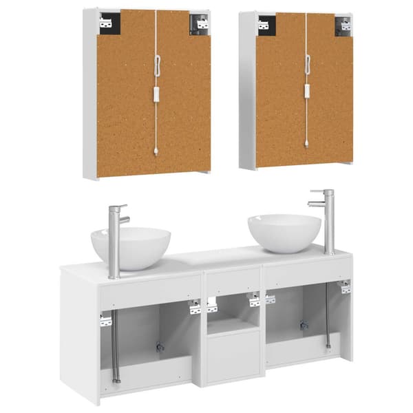 Badrumsskåpsset 5 st Vit Konstruerat trä