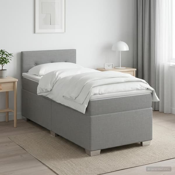 Boxspring säng med madrass och LED Ljusgrå 100 x 200 cm Tyg