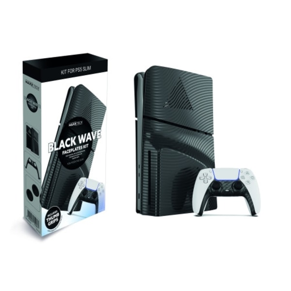 Maxx Tech PS5 Slim Faceplates + Controller Faceplates - Black Wave