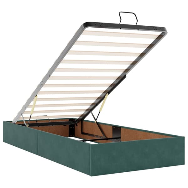 Ottoman-säng med madrass och LED Mörkgrön 100 x 200 cm Sammet