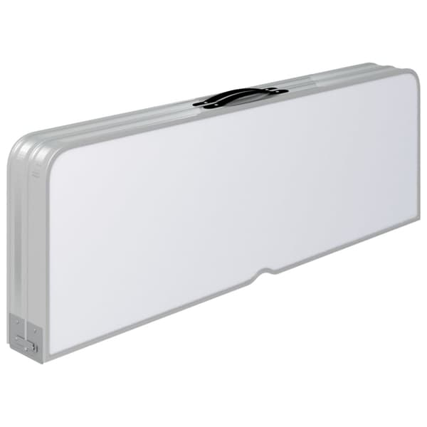 Hopfällbart campingbord med 2 bänkar aluminium vit