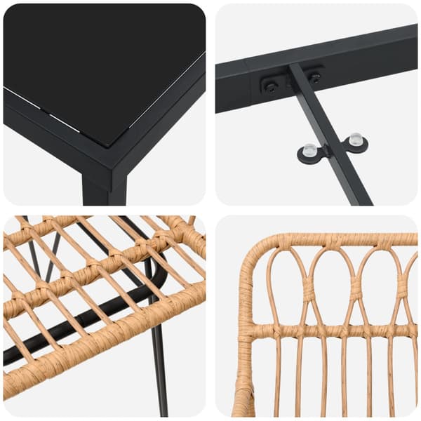 Trädgårdsmöbelset 9 pcs Brun Pulverlackerat stål