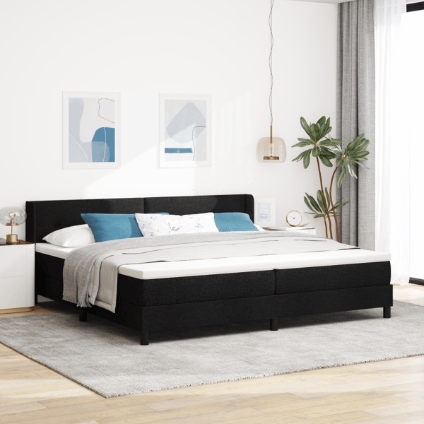 Bäddfjäder med huvudgavel Svart 200 x 200 cm tyg