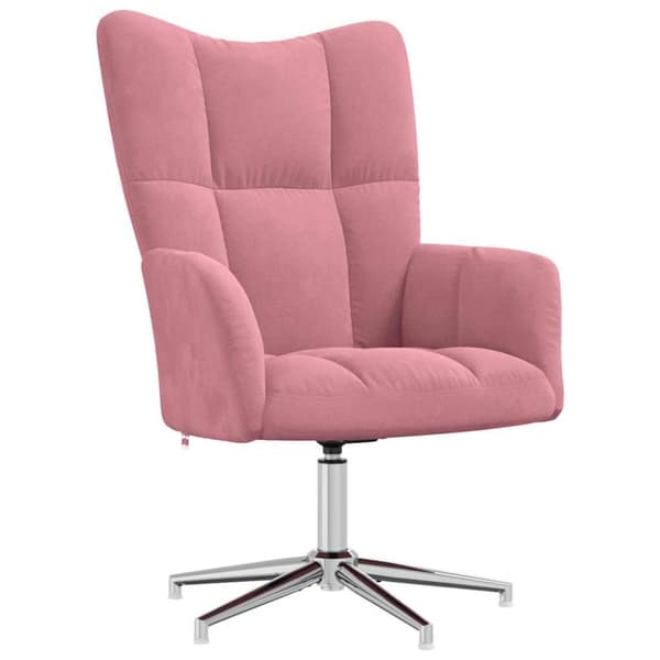 Vilstol med fotpall rosa sammet