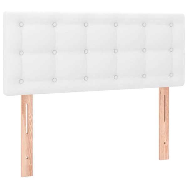 Ramsäng med madrass & LED vit 90x190 cm konstläder