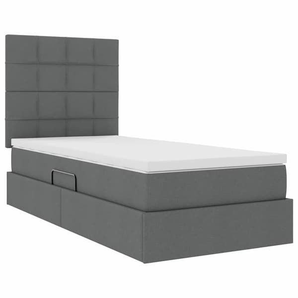 Förvaringssäng med LED med led Mörkgrå 90 x 190 cm Polyester