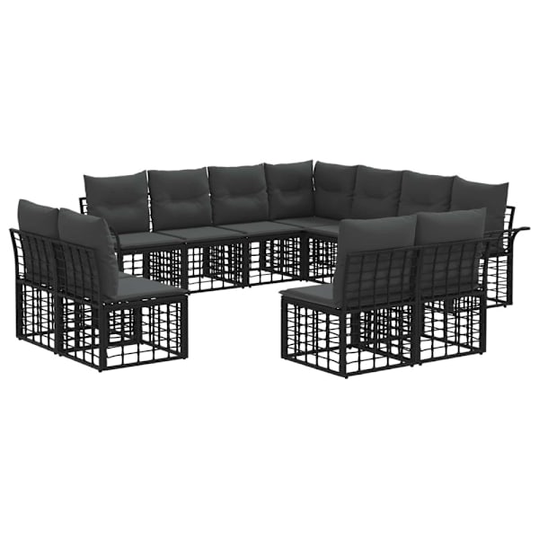 Utomhussoffset 11 pcs Svart och Mörkgrå Polyester