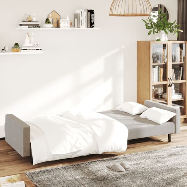Bäddsoffa 2-sits ljusgrå sammet