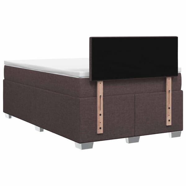 Boxspring säng med madrass och LED Mörkbrun 120 x 190 cm Tyg