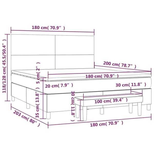 Ramsäng med madrass vit 180x200 cm konstläder