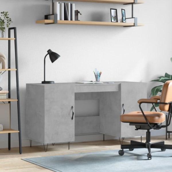 Skrivbord betonggrå 140x50x75 cm konstruerat trä