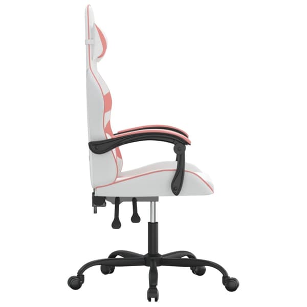 Gamingstol vit och rosa konstläder