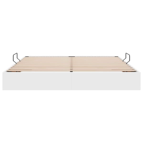 Ottoman Sängram med lagring Ren Vit 160 x 200 cm Konstläder