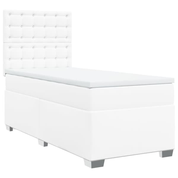 Ramsäng med madrass vit 90x200 cm konstläder
