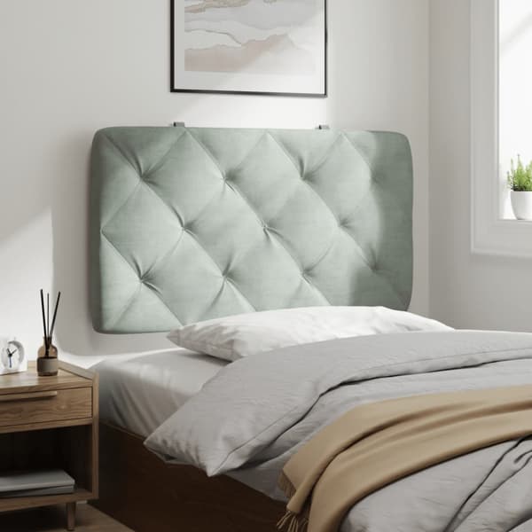 Headboard Cushion Light Grey 80 cm Velvet