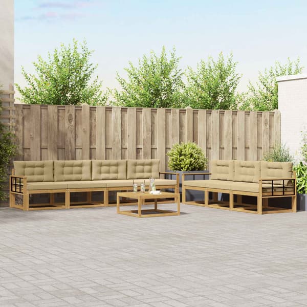 Utomhussoffset med kudde 7 pcs Vit och Beige
