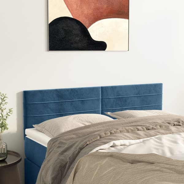 Sänggavlar mörkblå 144x5x78/88 cm sammet