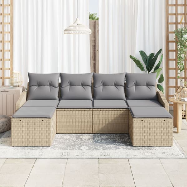 Soffset med kudde 6 pcs Beige konstrotting