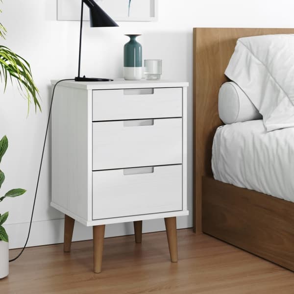 Sängbord MOLDE vit 40x35x65 cm massiv furu