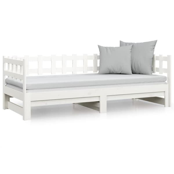 Utdragbar dagbädd vit 2x(90x200) cm massiv furu